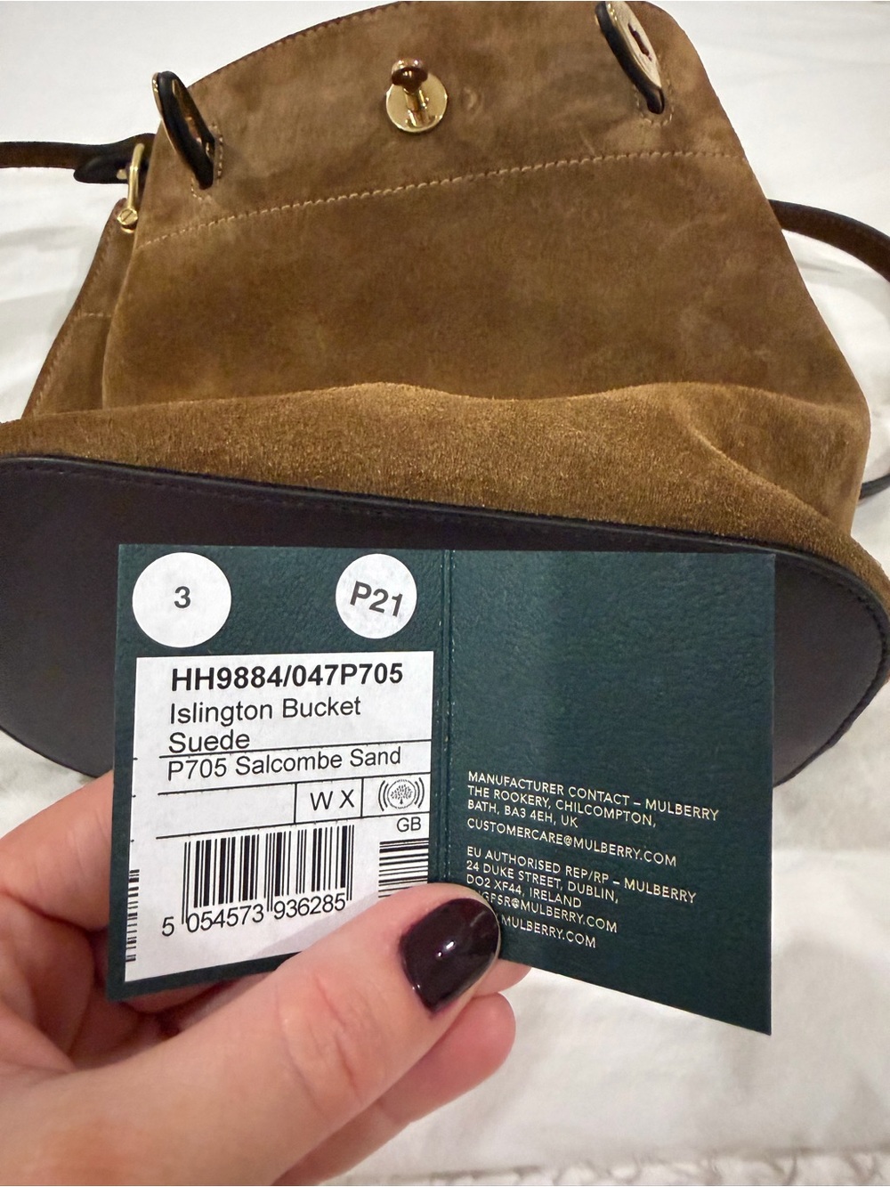 Mulberry Suede Islington Bucket Crossbody Bag in Brown - Picture 9 of 10